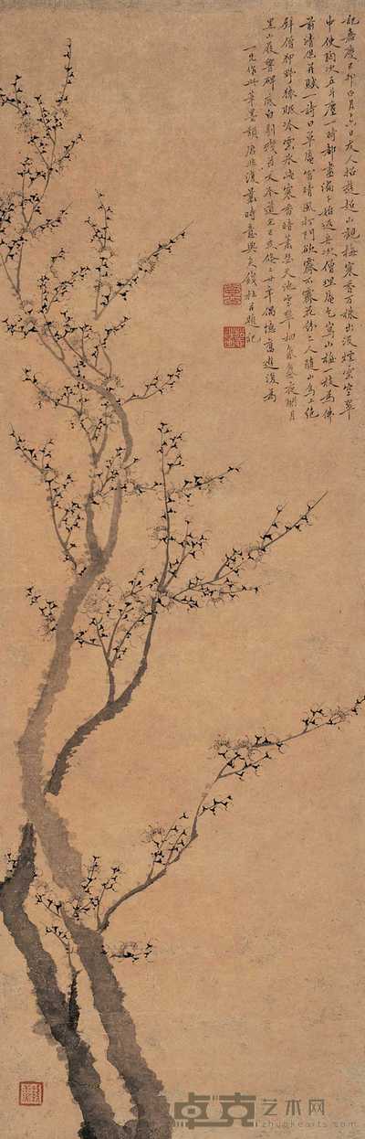 钱杜 冷梅寒香 立轴 74×24cm